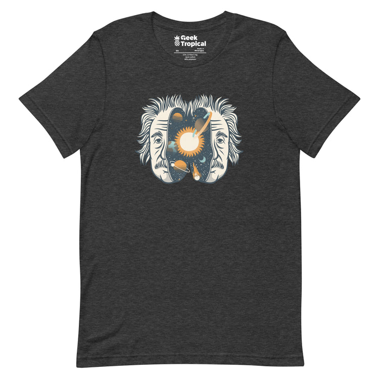 Albert Einstein Head Universe Physics T-Shirt Geek Nerd Advertise to Meta Design by Tobe Fonseca FLOW DESC WRITING