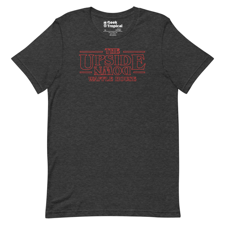 Upside Down Waffle House T-Shirt Geek Nerd Advertise to Meta FLOW DESC WRITING Funny Prints
