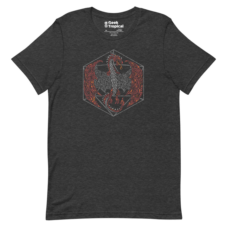 Tribal Dragon D20 T-Shirt Geek Nerd Advertise to Meta dnd & rpg print Fantasy Prints