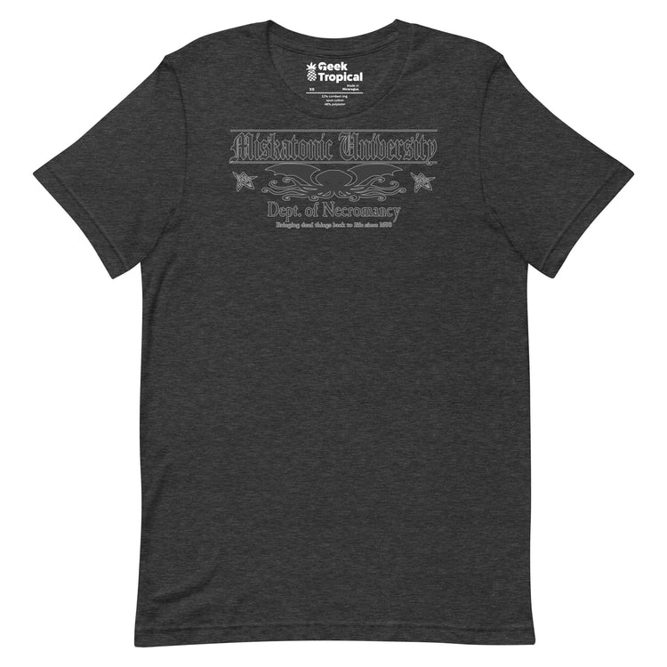Miskatonic University Dept Necromancy T-Shirt Geek Nerd Advertise to Meta Book Prints Fantasy Prints