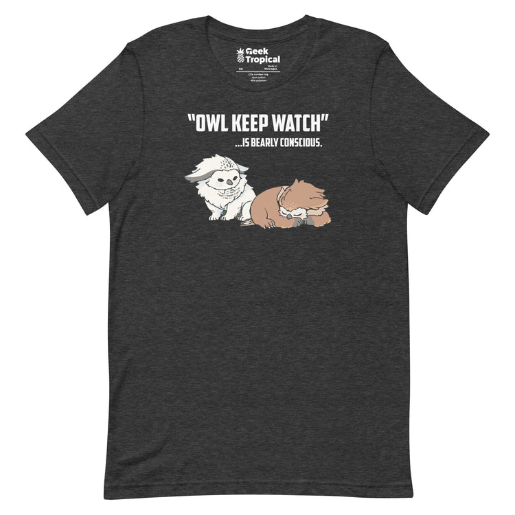 Owl Keep Watch Is Bearly Conscious Owlbears T-Shirt Geek Nerd Advertise to Meta Animal Patterns Design by Ardi Tong