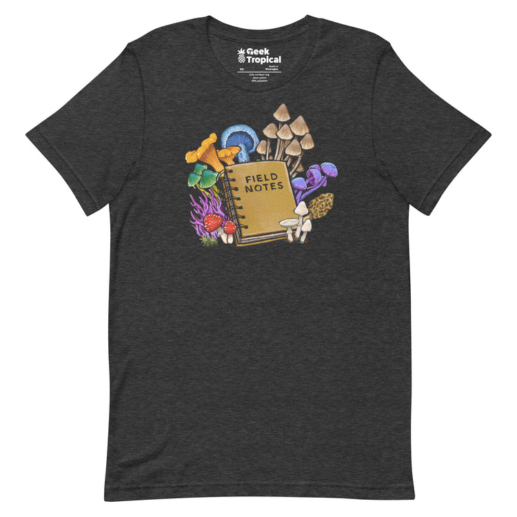 Mushroom Field Notes T-Shirt Geek Nerd Advertise to Meta Botany Print Elle