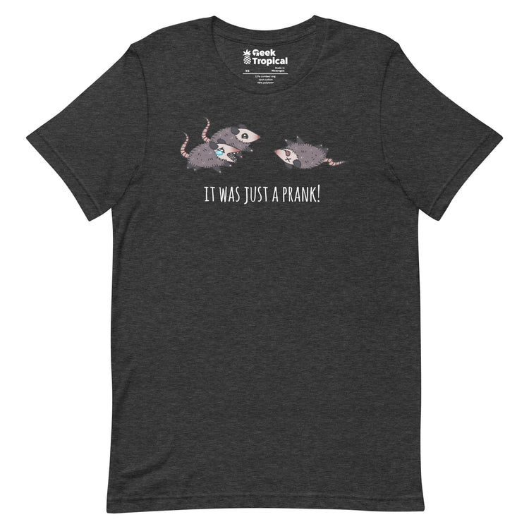 It Was Just A Prank Possum T-Shirt Geek Nerd Advertise to Meta Animal Patterns Design by Ardi Tong