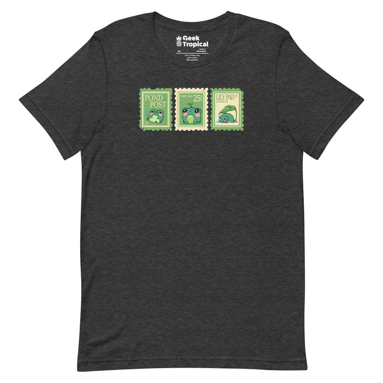 Raining Frogs Stamps T-Shirt Geek Nerd Advertise to Meta Animal Patterns Design by Ardi Tong