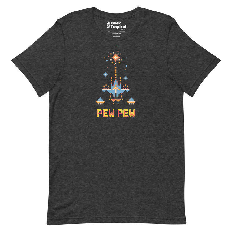 Pew Pew Retro Arcade T-Shirt Geek Nerd Advertise to Meta Elle FLOW DESC WRITING