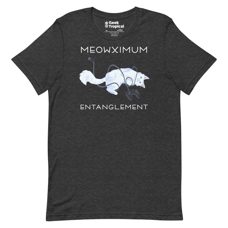 Meowximum Entanglement T-Shirt Geek Nerd Advertise to Meta Animal Patterns Design by Claire Murphy