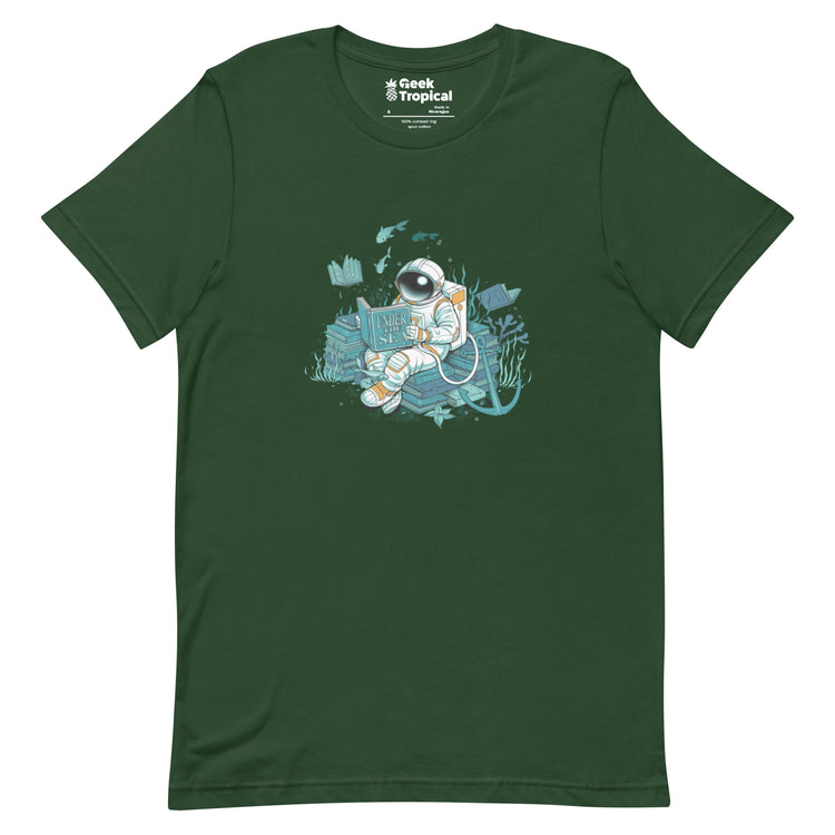 Cosmonaut Reader Under The Sea T-Shirt Geek Nerd Book Prints Design by Tobe Fonseca Marine biology
