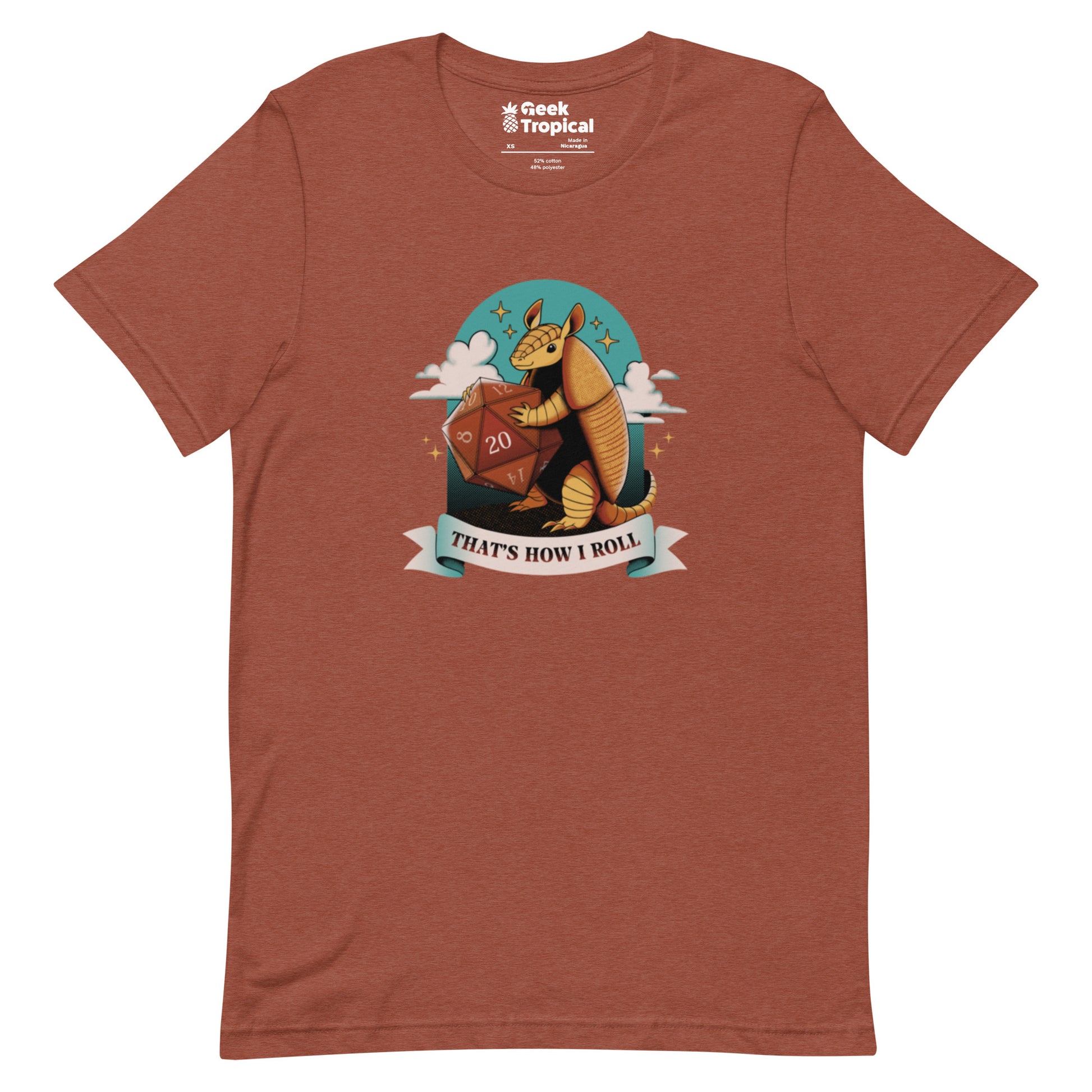 Armadillo Roll DND Dice T-Shirt Geek Nerd Animal Patterns board game print Design by Tobe Fonseca