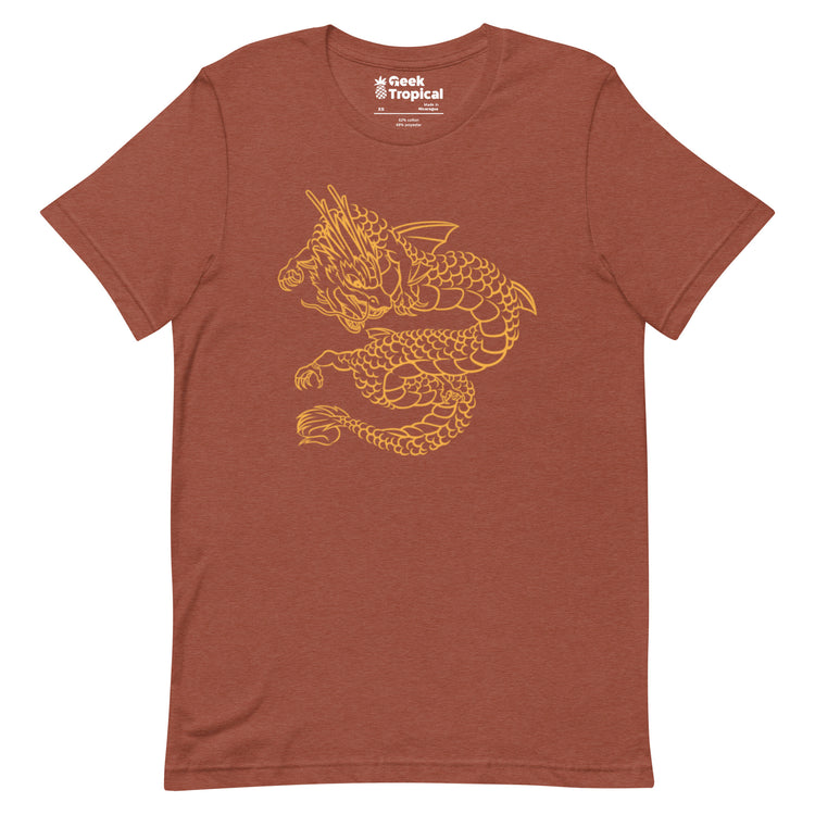 Chinese Golden Dragon T-Shirt Geek Nerd Design by Tobe Fonseca Fantasy Prints FLOW DESC WRITING
