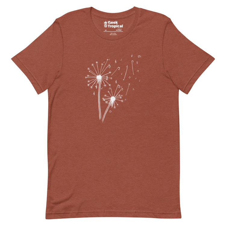 Dandelion Musical Notes T-Shirt Geek Nerd Botany Print Design by Tobe Fonseca FLOW DESC WRITING