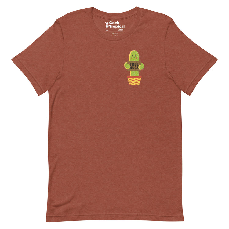 Free Hugs Cactus T-Shirt Geek Nerd All Adult Button Up Shirts Botany Print Design by Tobe Fonseca
