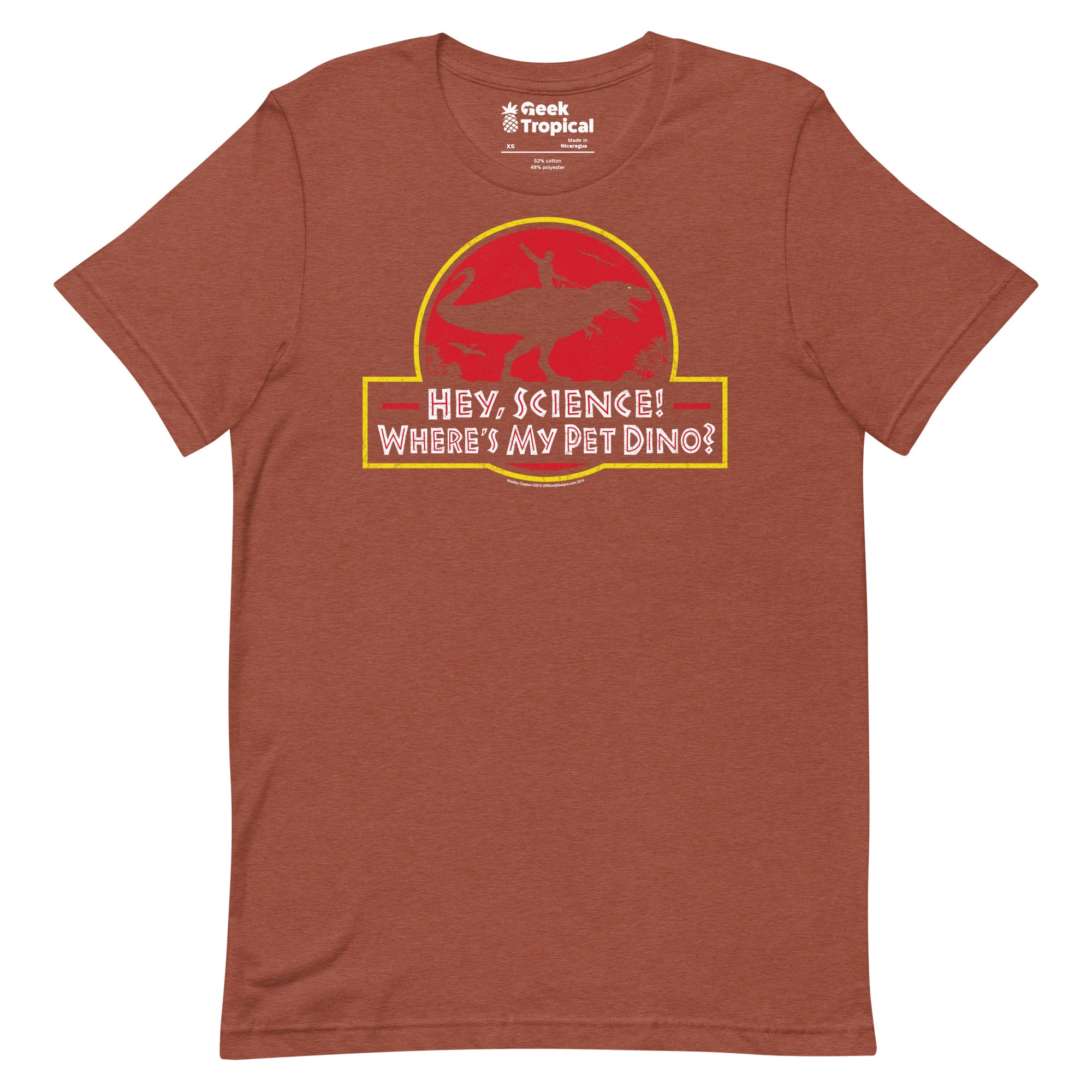Hey Science t-shirt Geek Nerd Advertise to Meta dinosaur print FLOW DESC WRITING