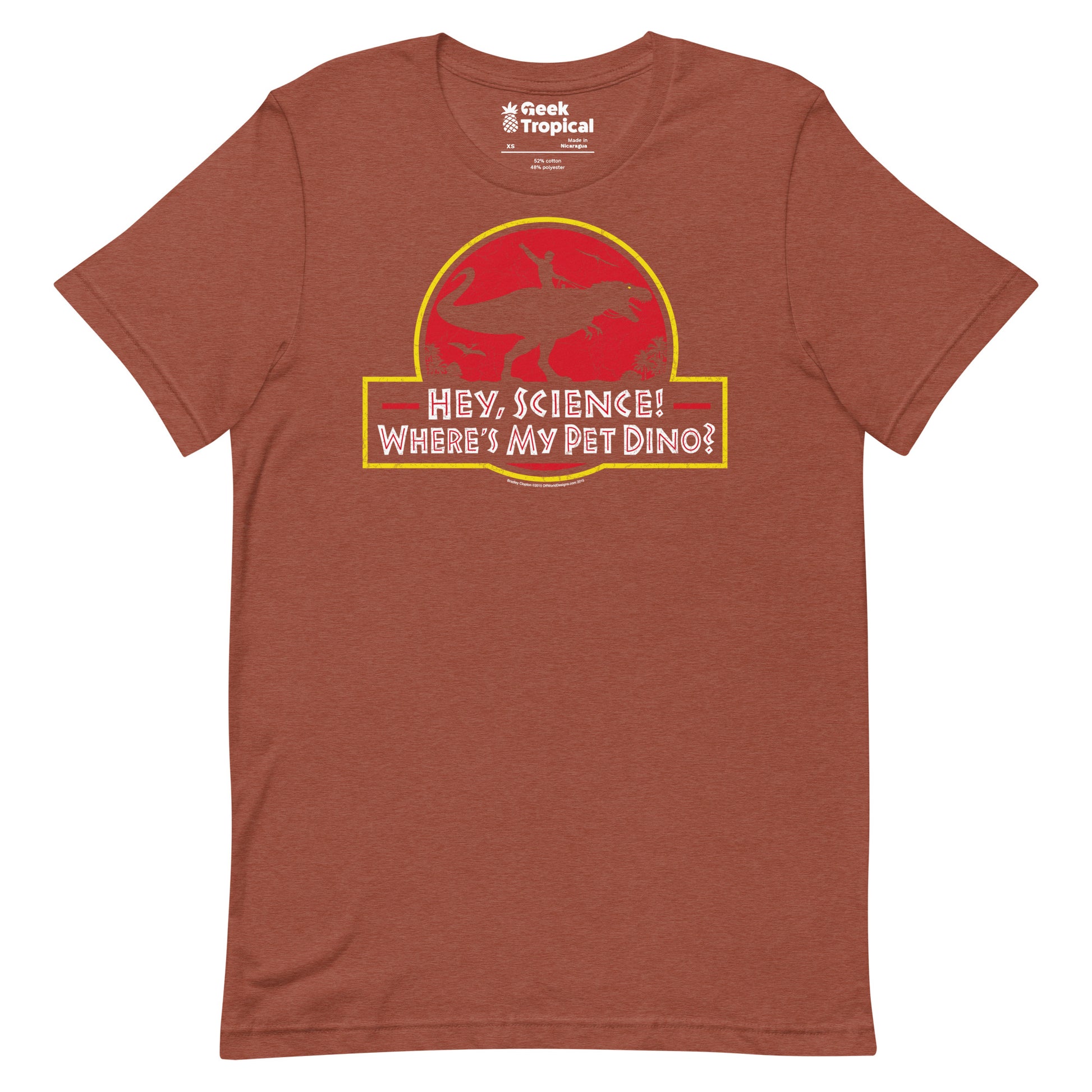 Hey Science t-shirt Geek Nerd Advertise to Meta dinosaur print FLOW DESC WRITING