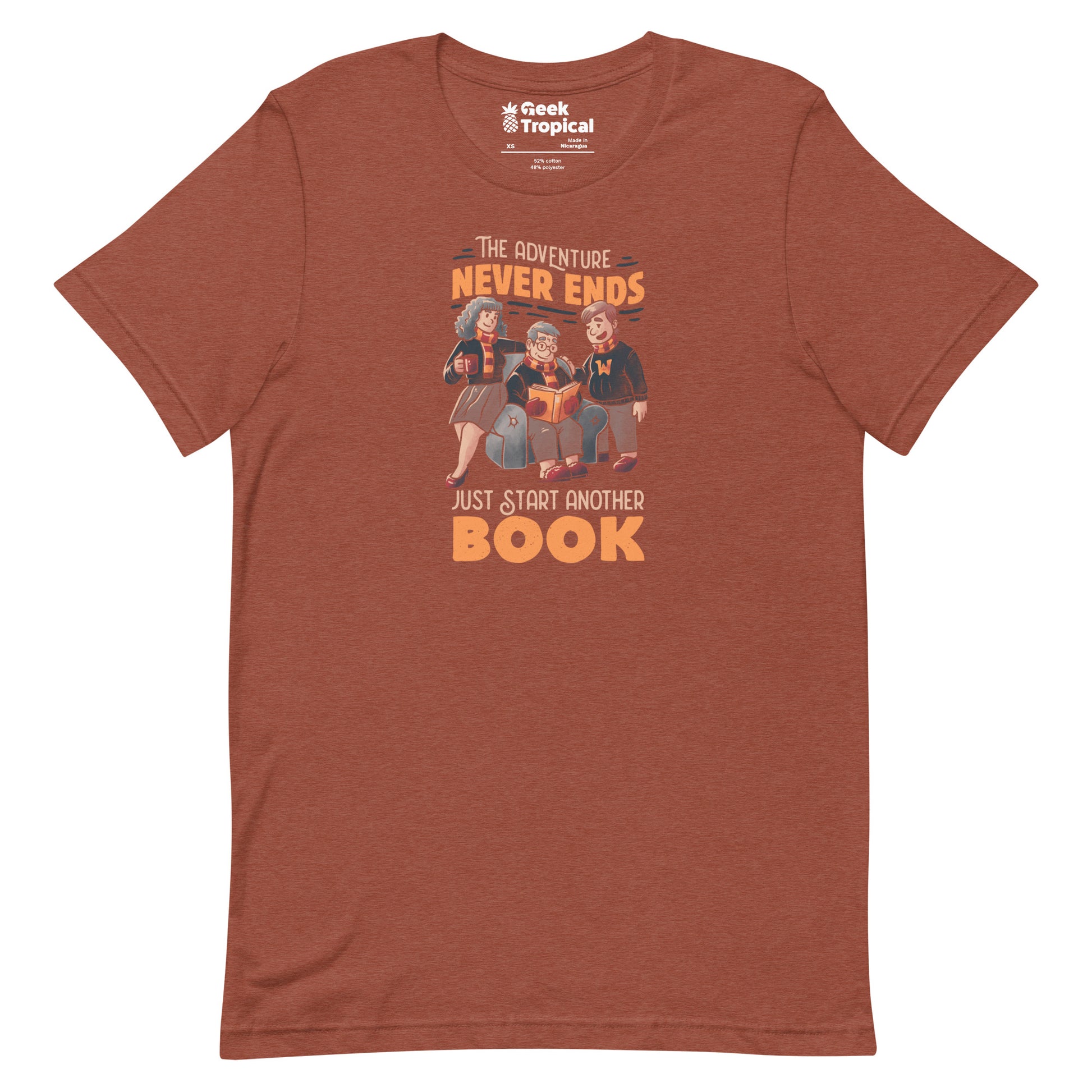The Adventure Never Ends Just Start Another Book T-Shirt Geek Nerd Advertise to Meta Book Prints Design by Tobe Fonseca