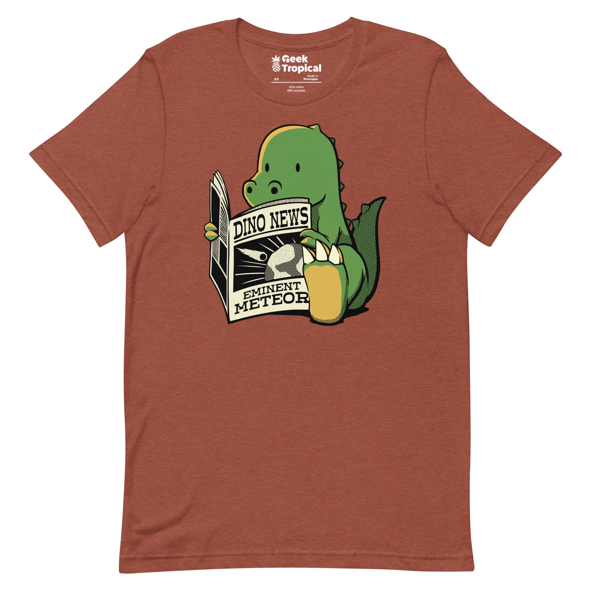 Dinosaur Meteor Jurassic News T-Shirt Geek Nerd Advertise to Meta Book Prints Design by Tobe Fonseca