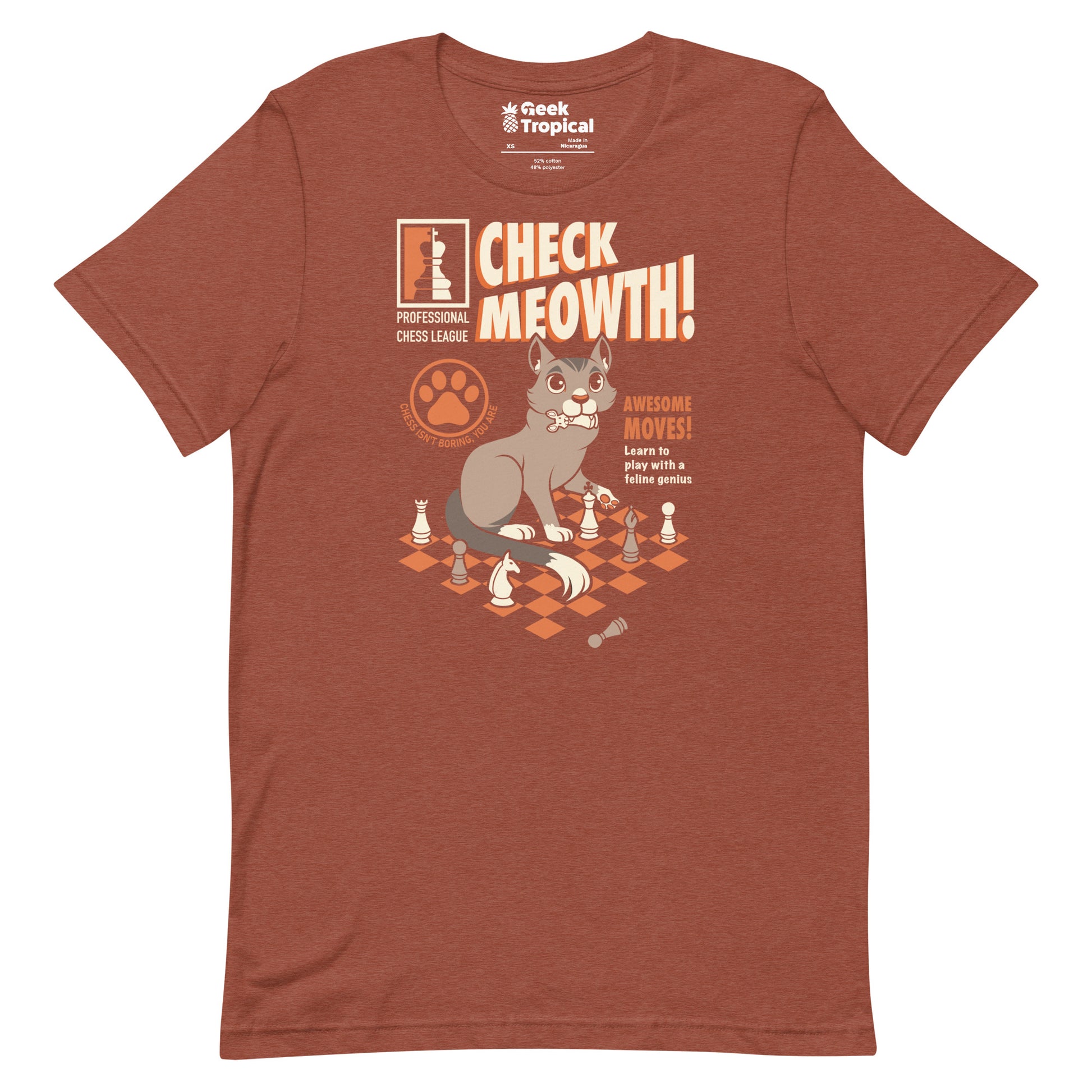 Check Cat Chess T-Shirt Geek Nerd Advertise to Meta Animal Patterns board game print