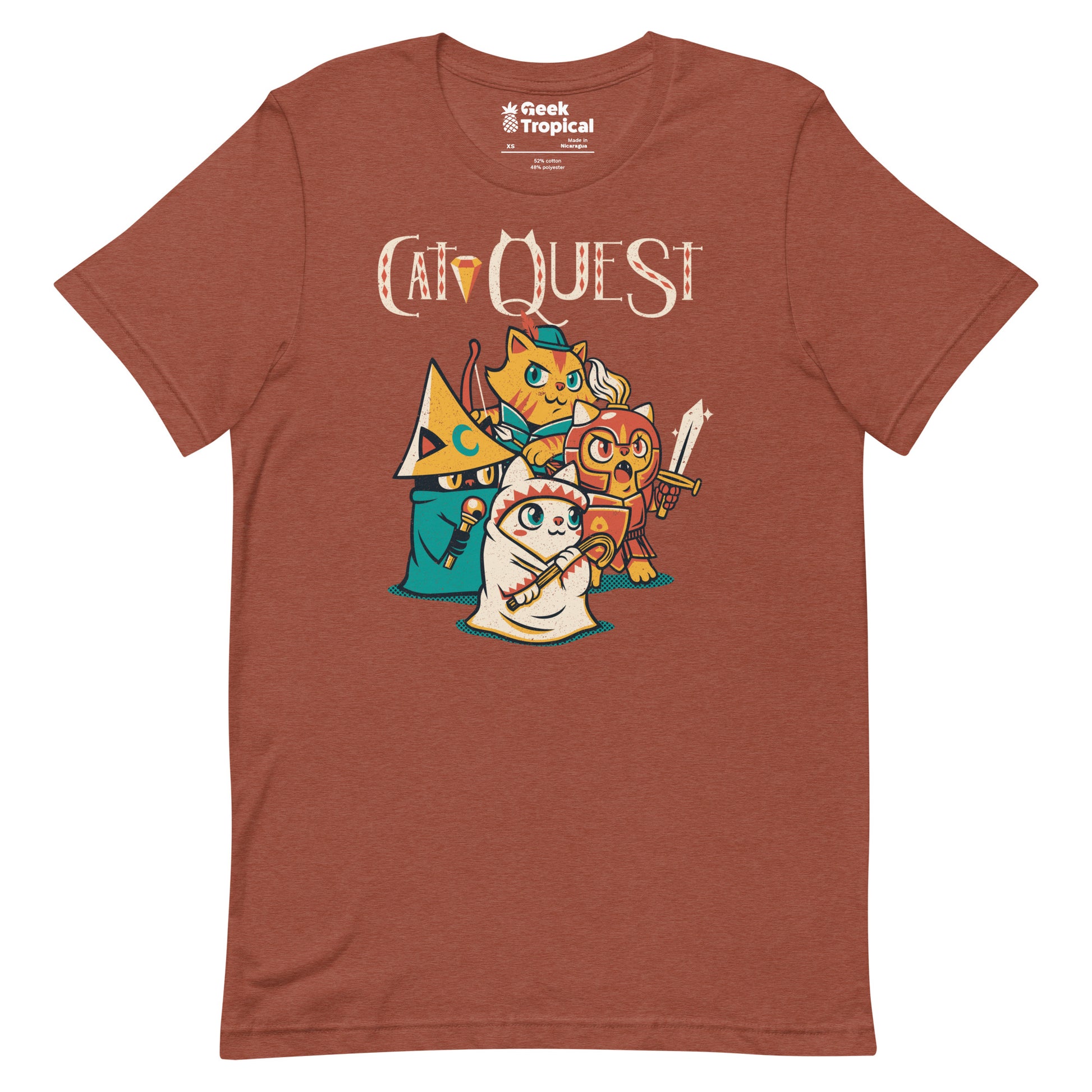 Cat Quest RPG Cats Video Game T-Shirt Geek Nerd Advertise to Meta Animal Patterns Design by Tobe Fonseca