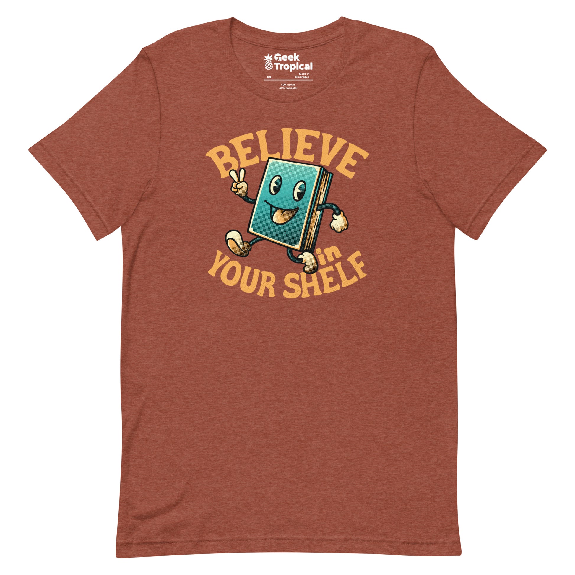 Believe In Your Shelf T-Shirt Geek Nerd Advertise to Meta Book Prints Design by Tobe Fonseca