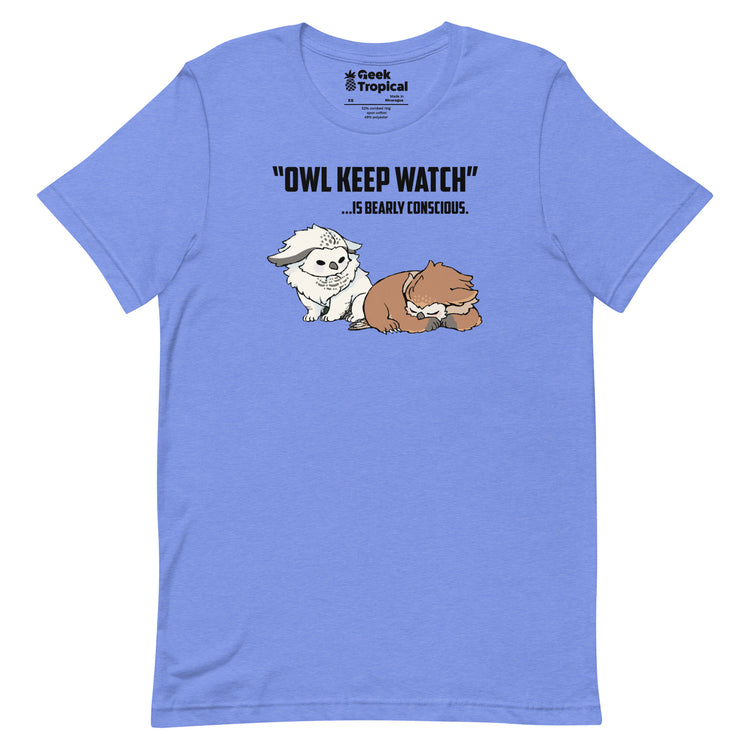 Owl Keep Watch Is Bearly Conscious Owlbears T-Shirt Geek Nerd Advertise to Meta Animal Patterns Design by Ardi Tong