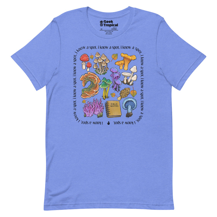 I Know A Spot Mushrooms T-Shirt Geek Nerd Advertise to Meta Botany Print Elle