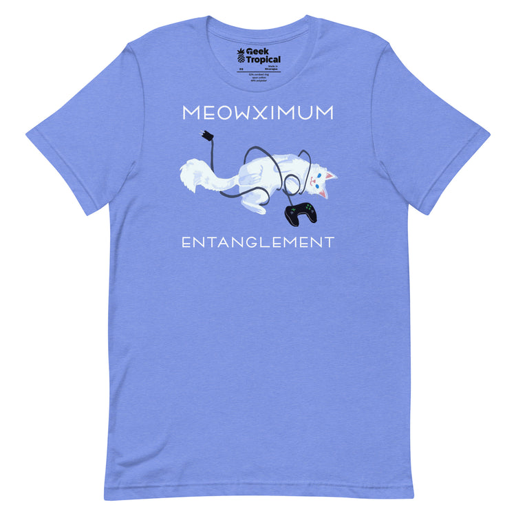 Meowximum Entanglement T-Shirt Geek Nerd Advertise to Meta Animal Patterns Design by Claire Murphy