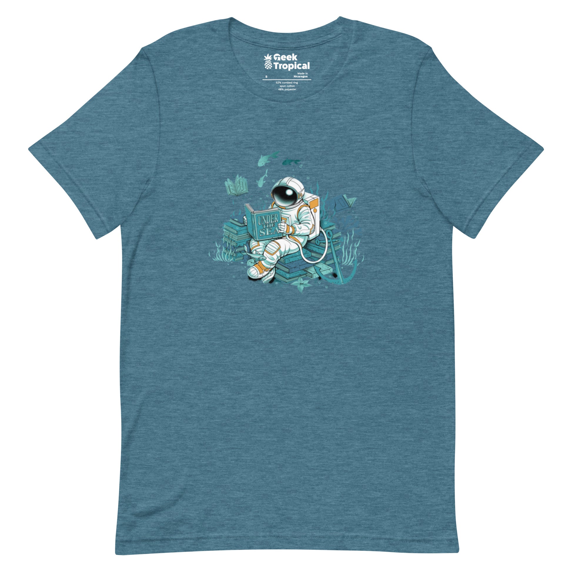 Cosmonaut Reader Under The Sea T-Shirt Geek Nerd Book Prints Design by Tobe Fonseca Marine biology