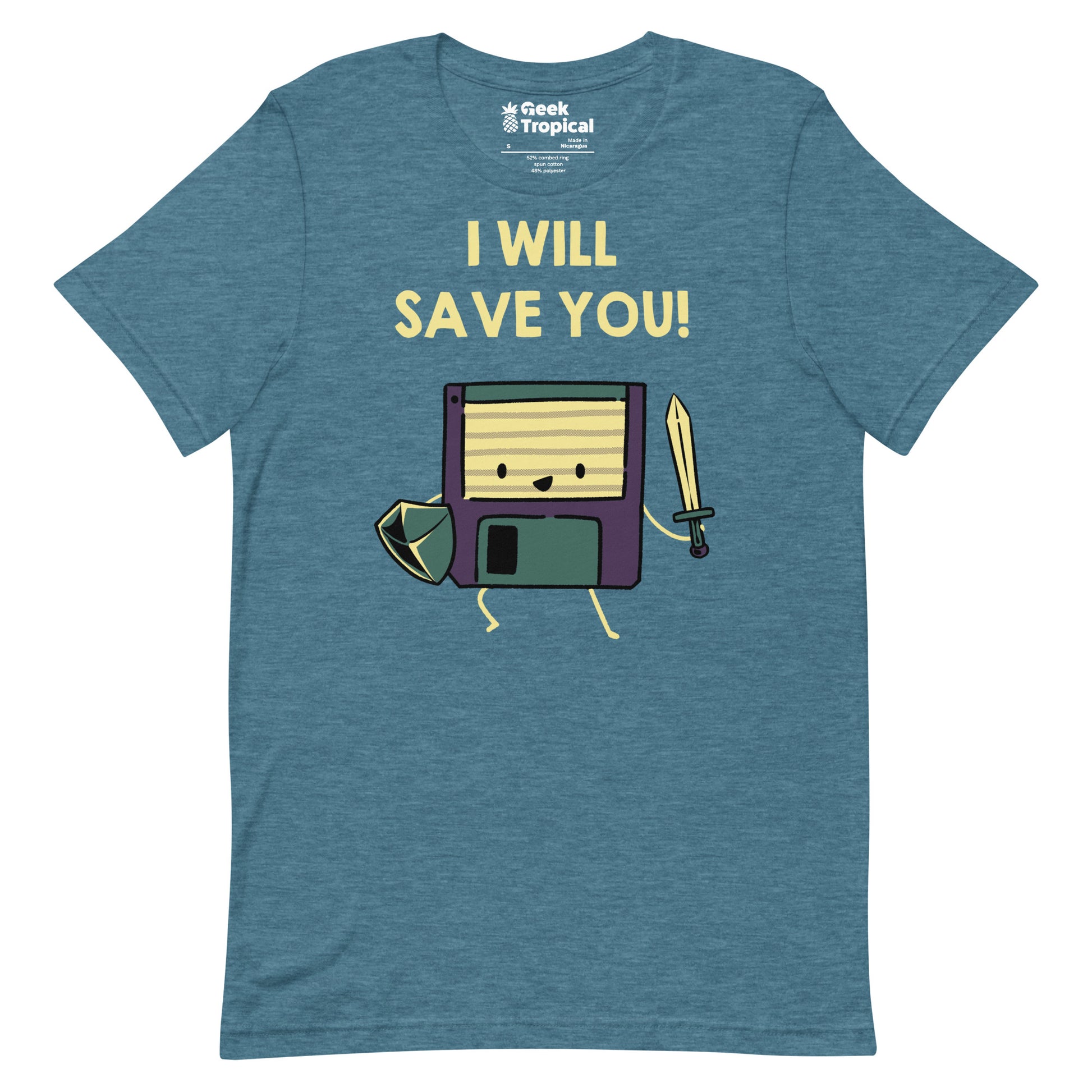 Floppy Disk Knight I Will Save You! T-Shirt Geek Nerd Advertise to Meta computer print Design by Tobe Fonseca
