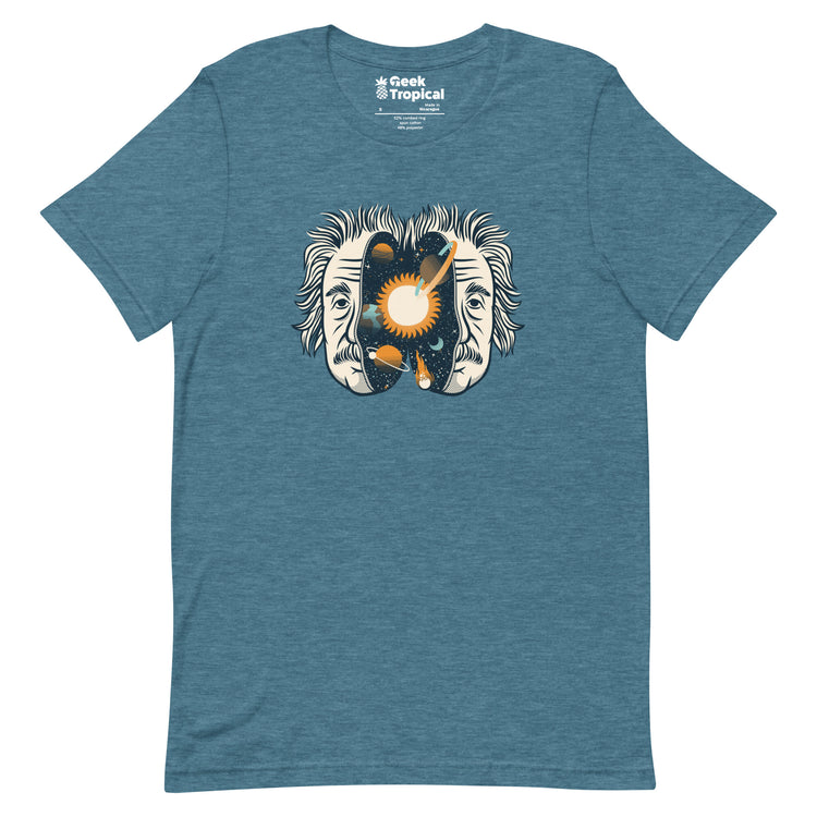 Albert Einstein Head Universe Physics T-Shirt Geek Nerd Advertise to Meta Design by Tobe Fonseca FLOW DESC WRITING