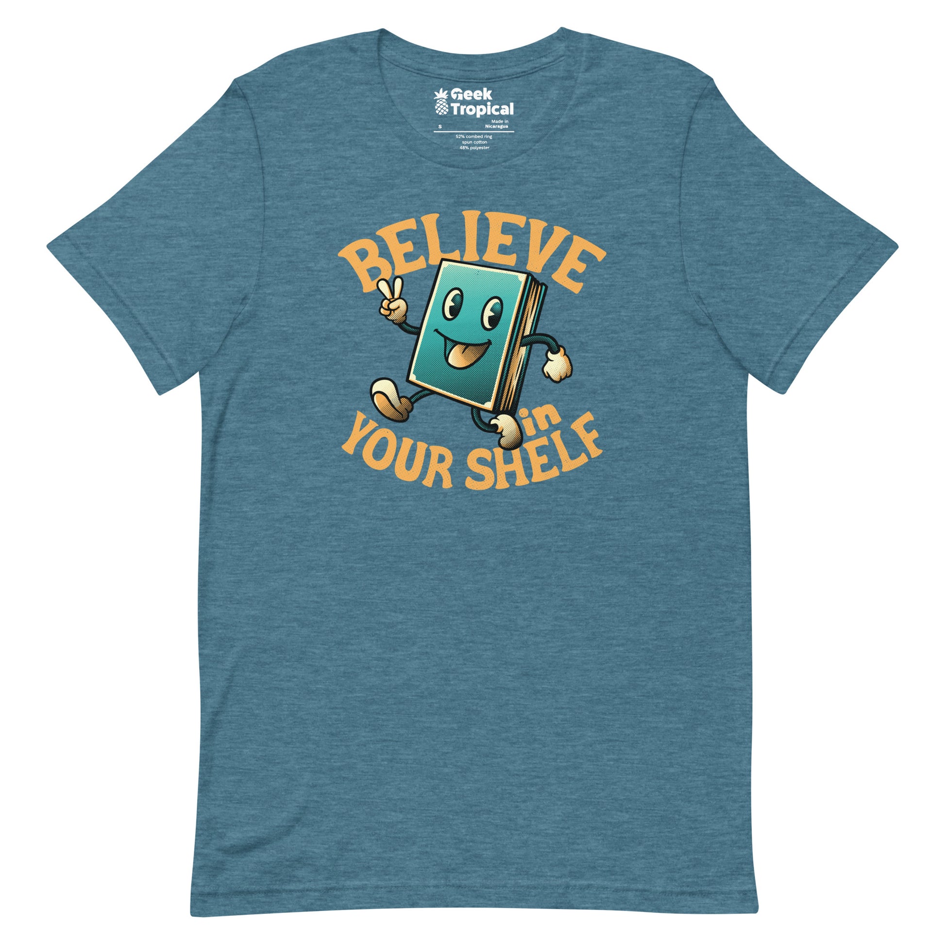 Believe In Your Shelf T-Shirt Geek Nerd Advertise to Meta Book Prints Design by Tobe Fonseca
