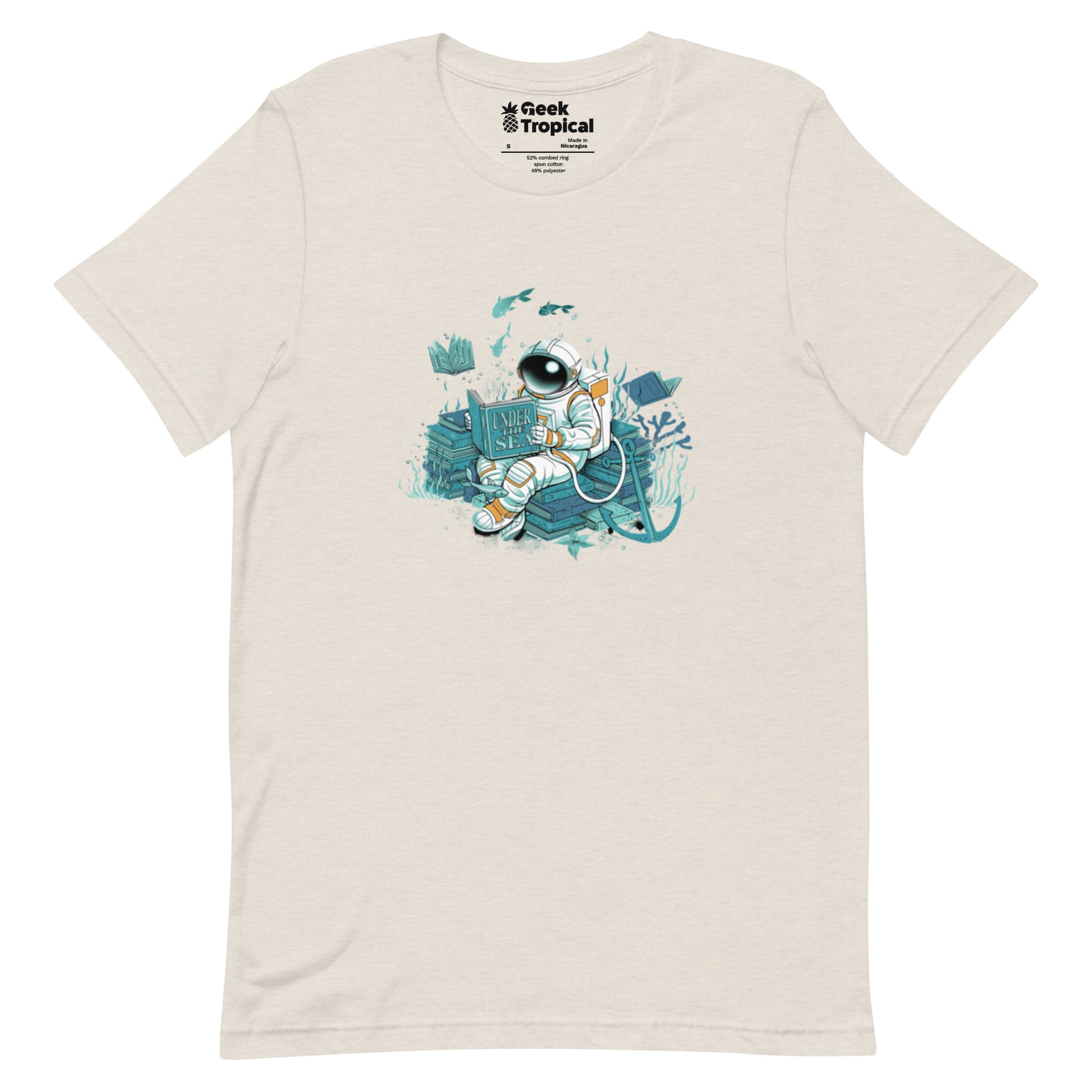 Cosmonaut Reader Under The Sea T-Shirt Geek Nerd Book Prints Design by Tobe Fonseca Marine biology