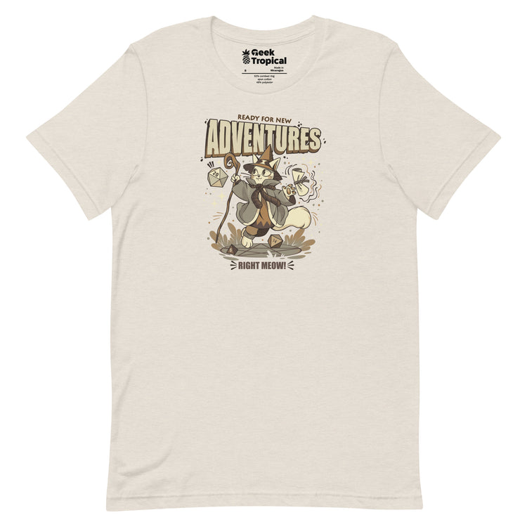 Wizard Cat Ready For New Adventures Light T-Shirt Geek Nerd Advertise to Meta Animal Patterns Design by Tobe Fonseca