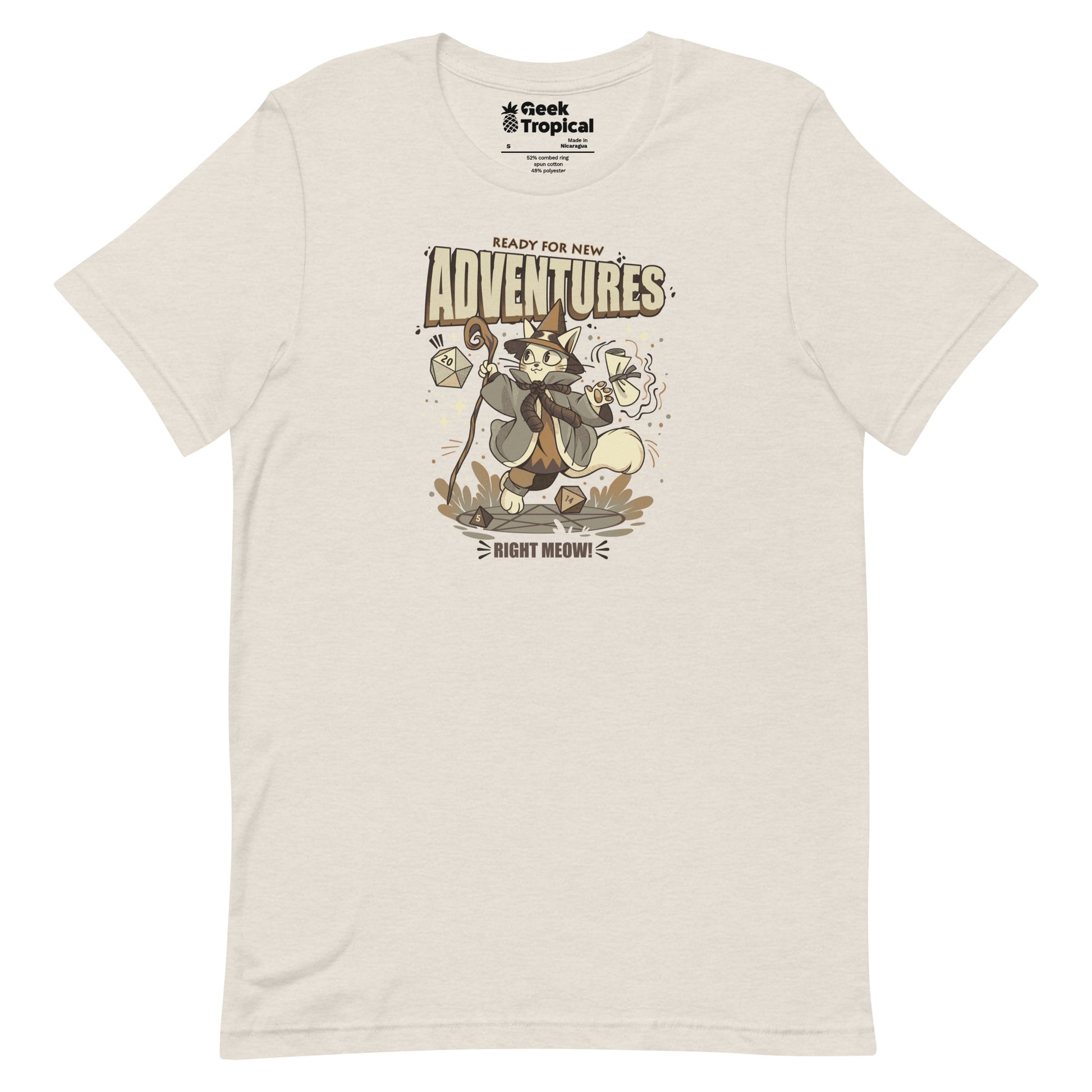 Wizard Cat Ready For New Adventures Light T-Shirt Geek Nerd Advertise to Meta Animal Patterns Design by Tobe Fonseca