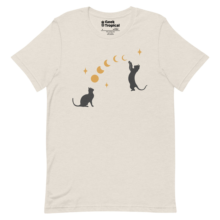 Cat And Moon T-Shirt Geek Nerd Advertise to Meta Animal Patterns Design by Episodic Drawing