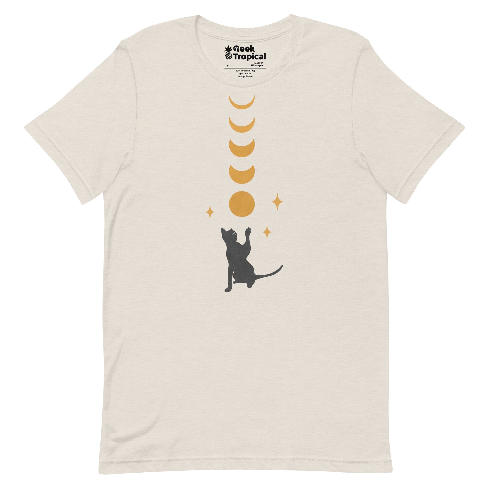 Cat And Moon 2 T-Shirt Geek Nerd Advertise to Meta Animal Patterns Design by Episodic Drawing