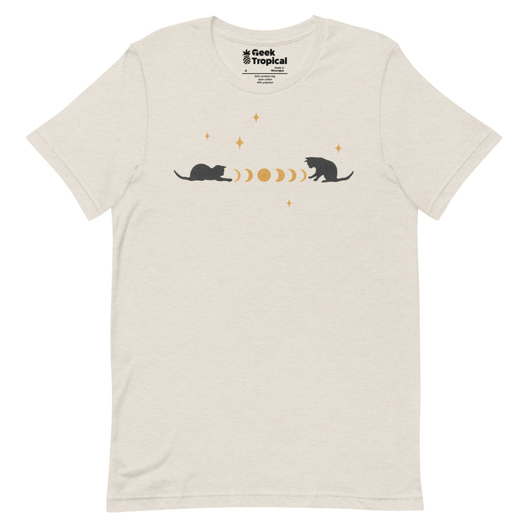 Cat And Moon 3 T-Shirt Geek Nerd Advertise to Meta Animal Patterns Design by Episodic Drawing