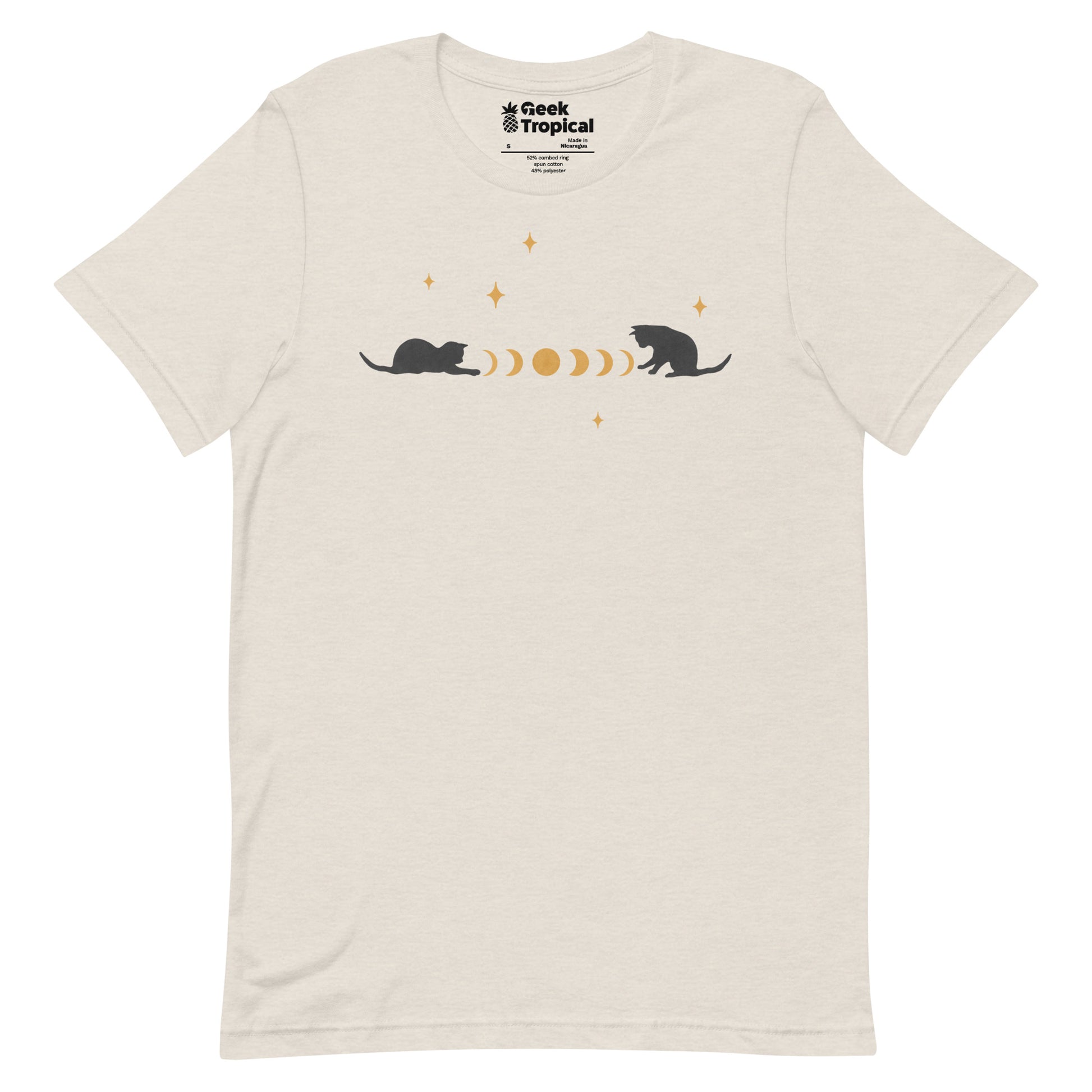 Cat And Moon 3 T-Shirt Geek Nerd Advertise to Meta Animal Patterns Design by Episodic Drawing