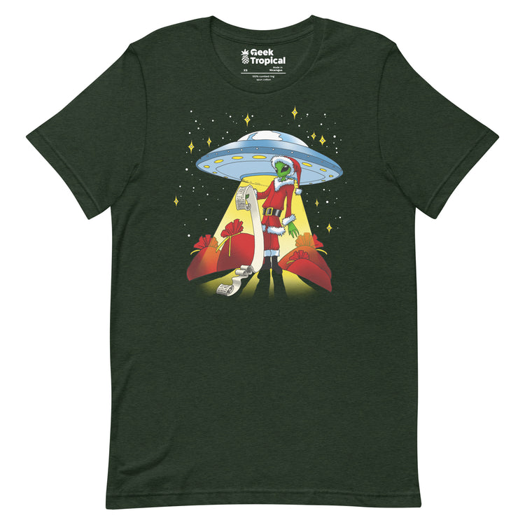 Alien Santa T-Shirt Geek Nerd Advertise to Meta Christmas Print FLOW DESC WRITING