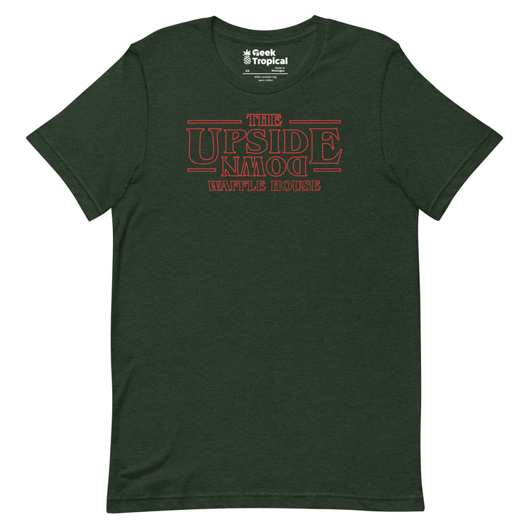 Upside Down Waffle House T-Shirt Geek Nerd Advertise to Meta FLOW DESC WRITING Funny Prints