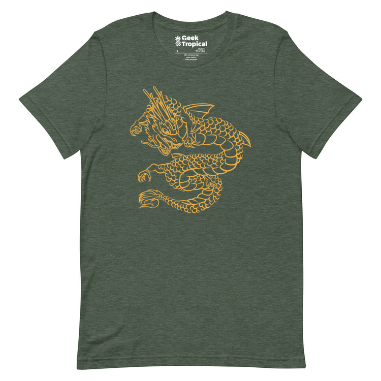 Chinese Golden Dragon T-Shirt Geek Nerd Design by Tobe Fonseca Fantasy Prints FLOW DESC WRITING