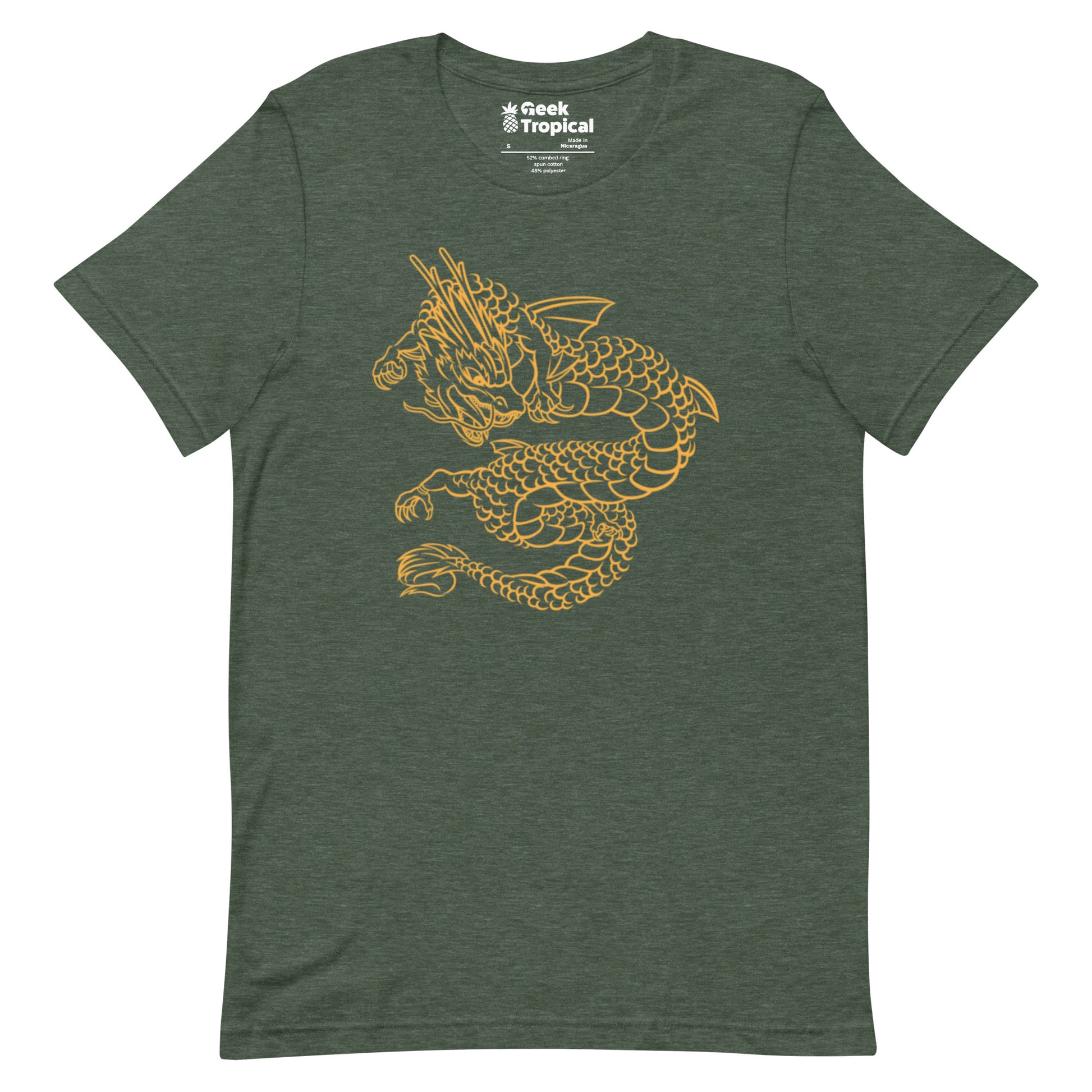 Chinese Golden Dragon T-Shirt Geek Nerd Design by Tobe Fonseca Fantasy Prints FLOW DESC WRITING