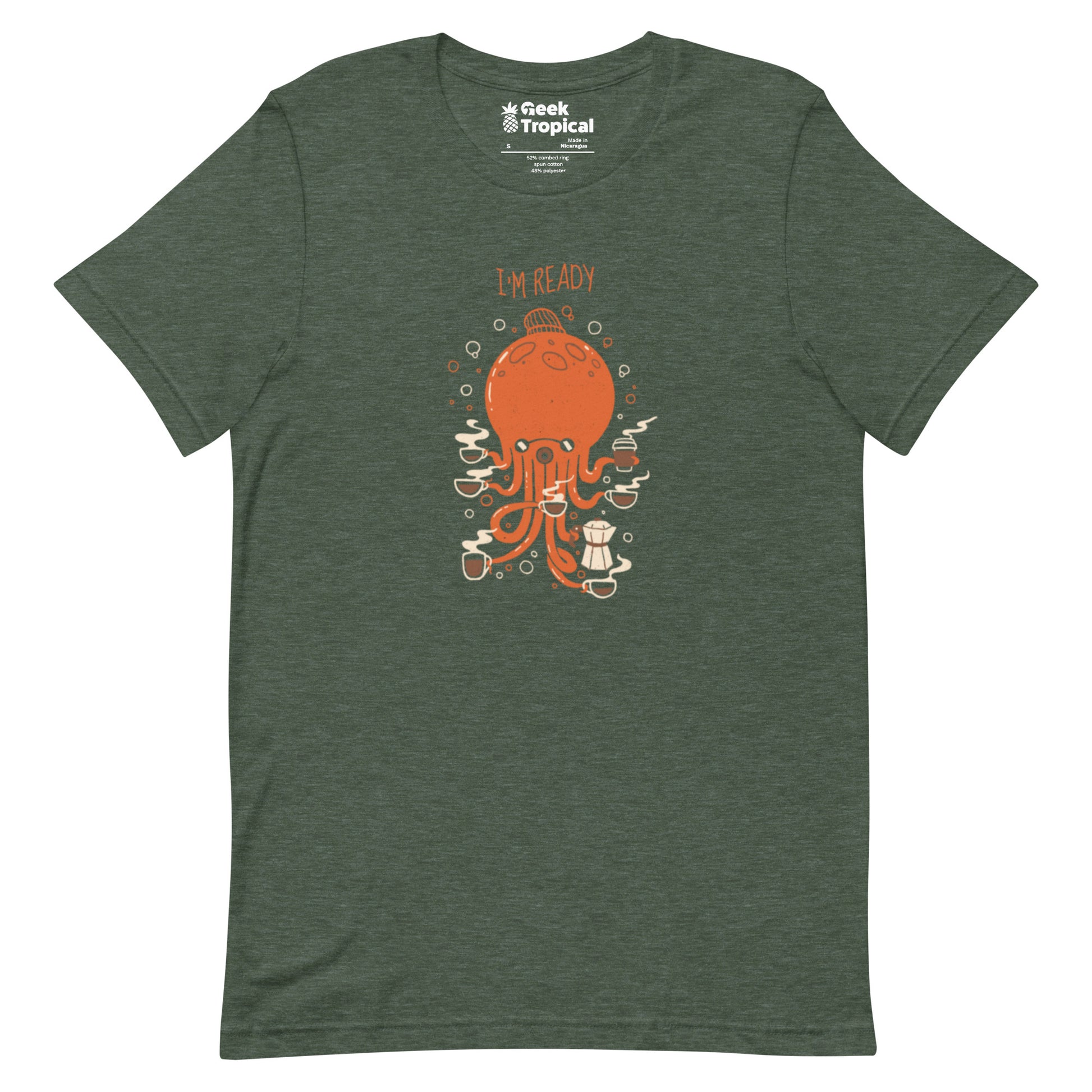 Octopus 8 Coffees Ready T-Shirt Geek Nerd Animal Patterns Design by Tobe Fonseca FLOW DESC WRITING