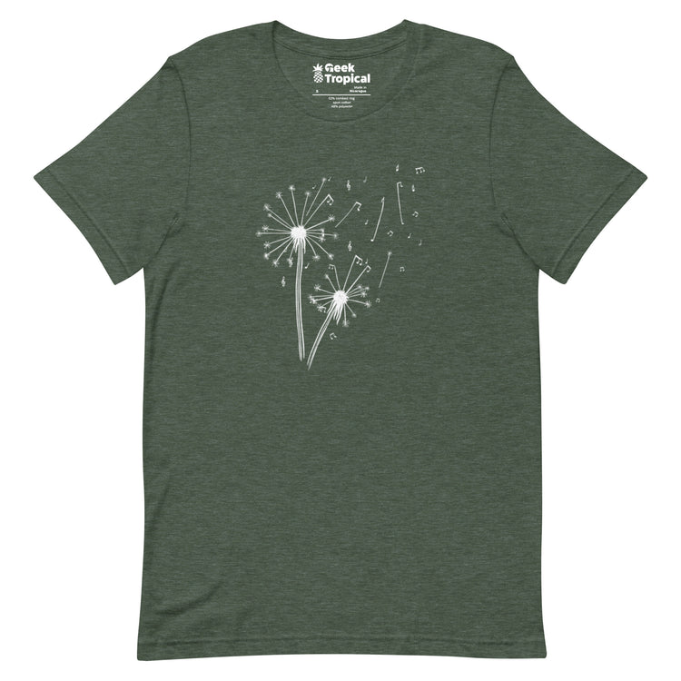 Dandelion Musical Notes T-Shirt Geek Nerd Botany Print Design by Tobe Fonseca FLOW DESC WRITING