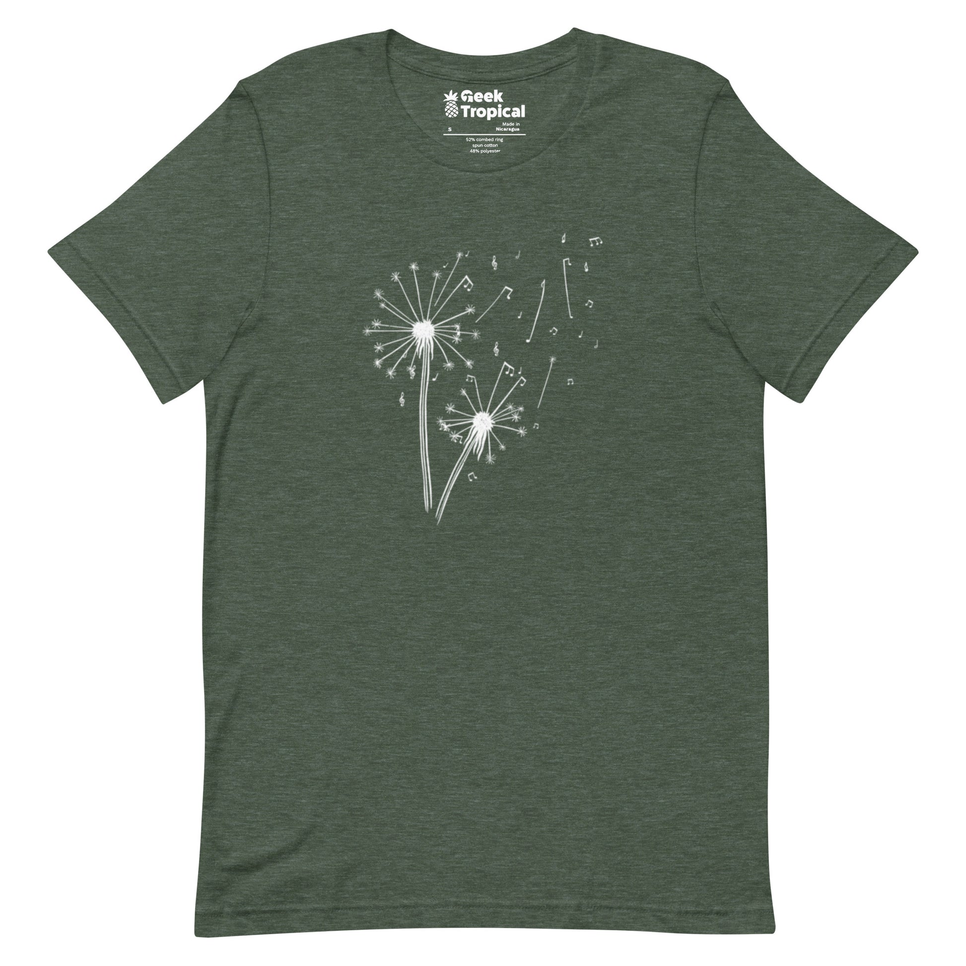 Dandelion Musical Notes T-Shirt Geek Nerd Botany Print Design by Tobe Fonseca FLOW DESC WRITING