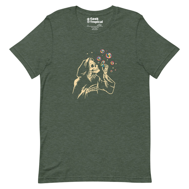 Death Blowing Bubbles T-Shirt Geek Nerd Design by Tobe Fonseca Fantasy Prints FLOW DESC WRITING