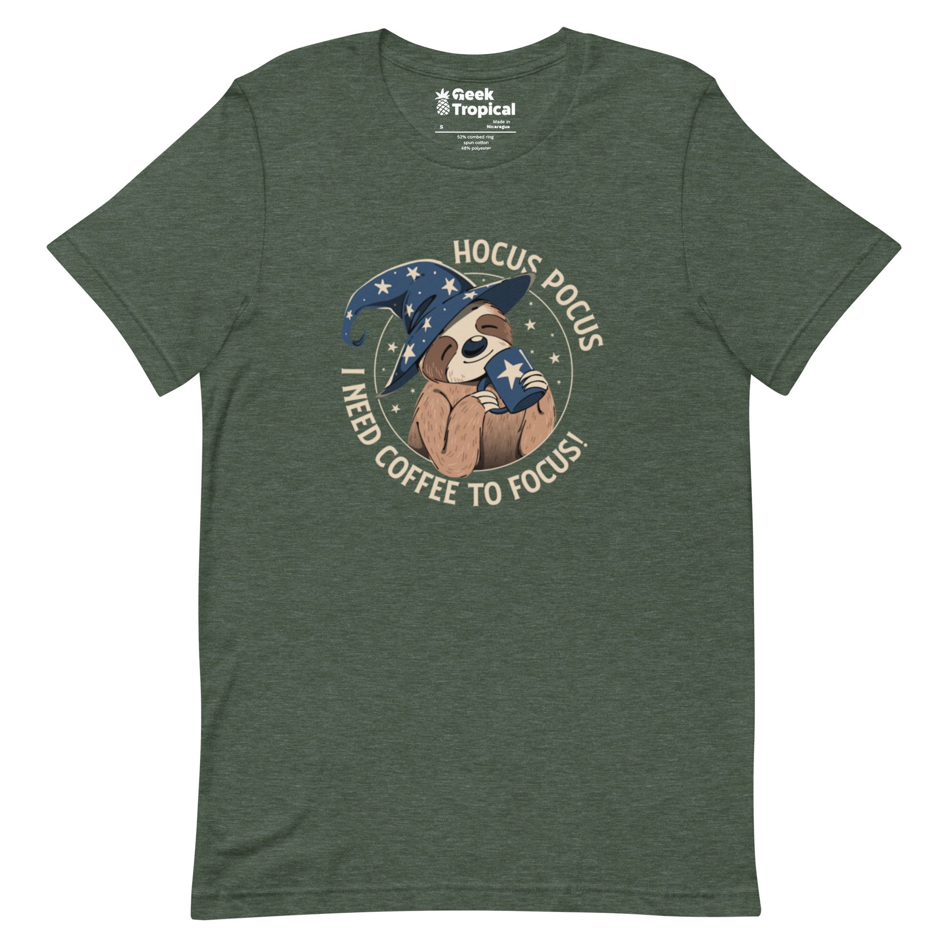 Hocus Pocus Coffee Focus Sloth T-Shirt Geek Nerd