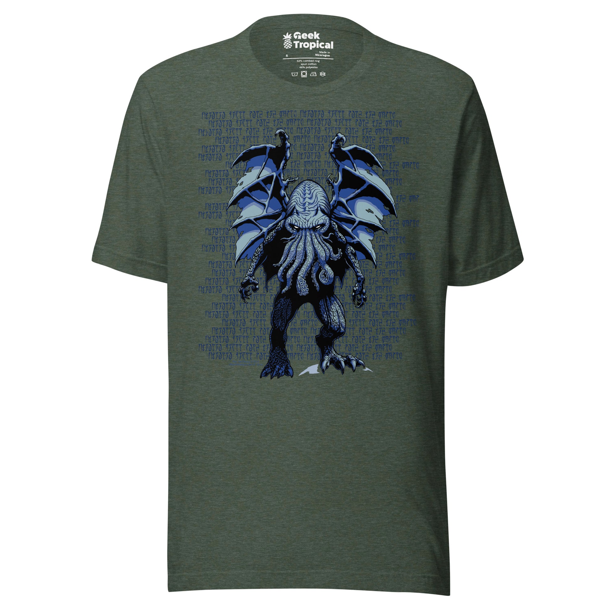 Blue Cthulhu T-Shirt Geek Nerd Advertise to Meta Fantasy Prints FLOW DESC WRITING