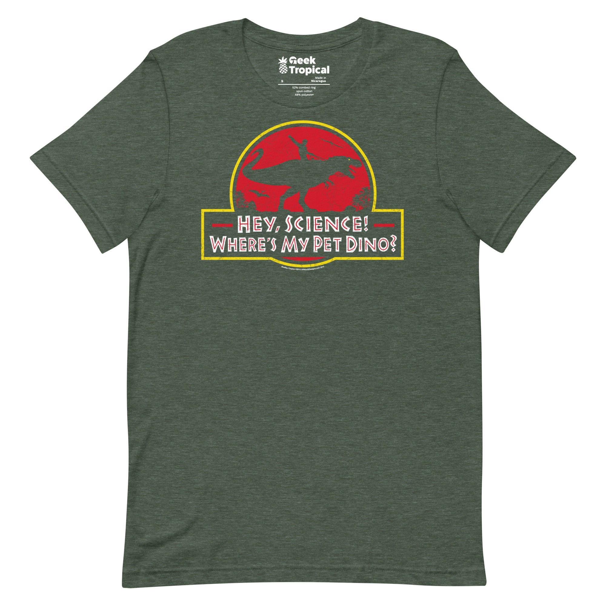 Hey Science t-shirt Geek Nerd Advertise to Meta dinosaur print FLOW DESC WRITING