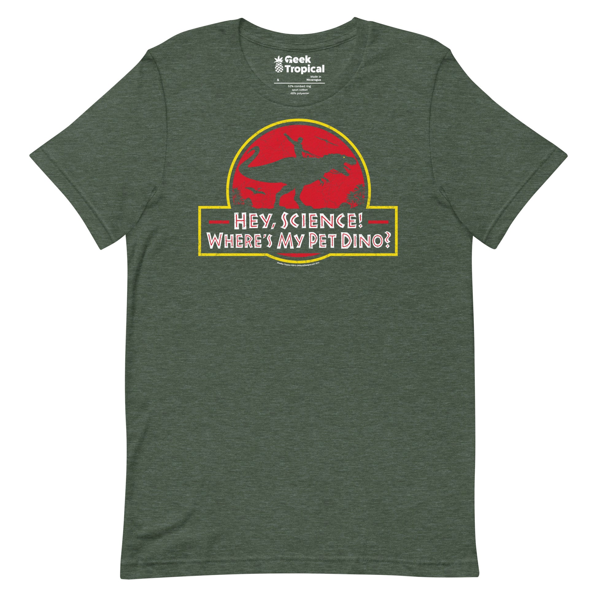 Hey Science t-shirt Geek Nerd Advertise to Meta dinosaur print FLOW DESC WRITING