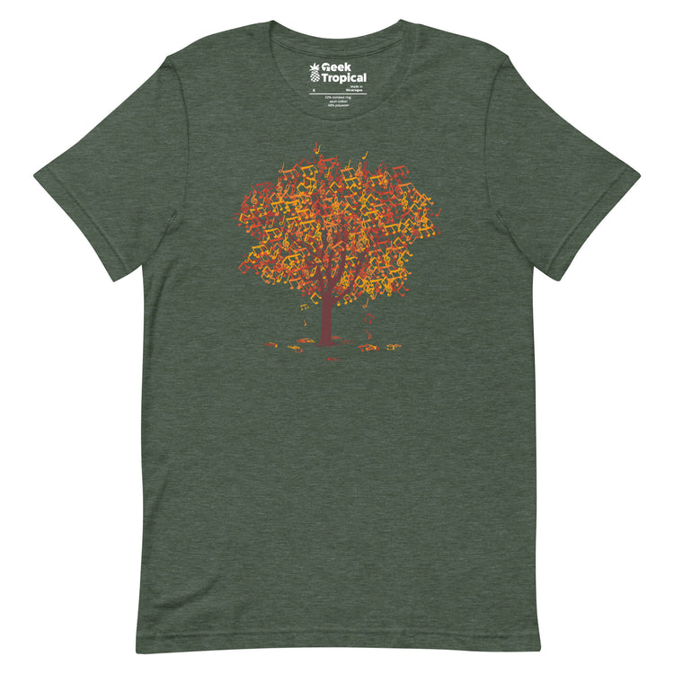 Tree Musical Notes Autumn Song T-Shirt Geek Nerd Advertise to Meta Botany Print Design by Tobe Fonseca
