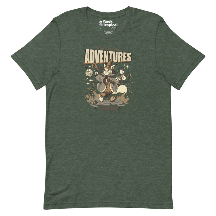 Wizard Cat Ready For New Adventures Light T-Shirt Geek Nerd Advertise to Meta Animal Patterns Design by Tobe Fonseca
